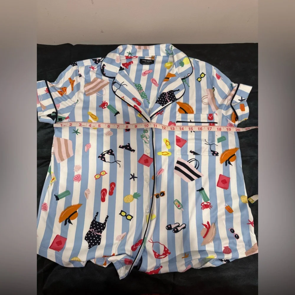 🔥Kate Spade Blue Striped Sleepwear Top Size S EC🔥 - Picture 5 of 6